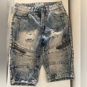 Gs-115  Distressed Gray Denim Shorts